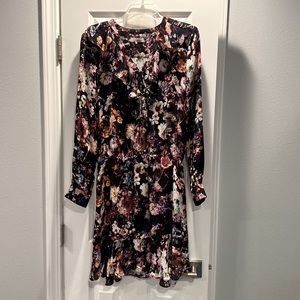 Parker long sleeve black floral dress